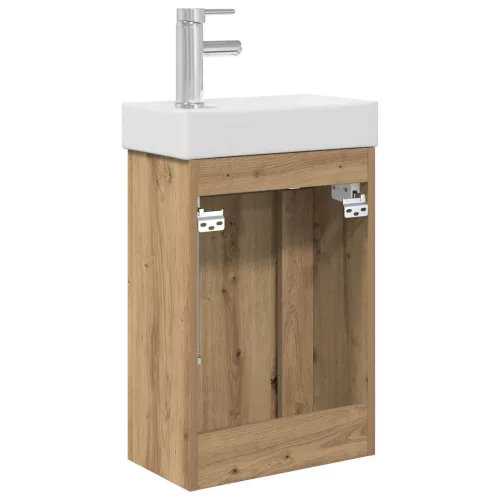  Fürdőszobai mosdó szekrény mosdóval Kézműves tölgy Mérnöki fa