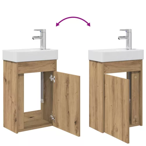  Fürdőszobai mosdó szekrény mosdóval Kézműves tölgy Mérnöki fa