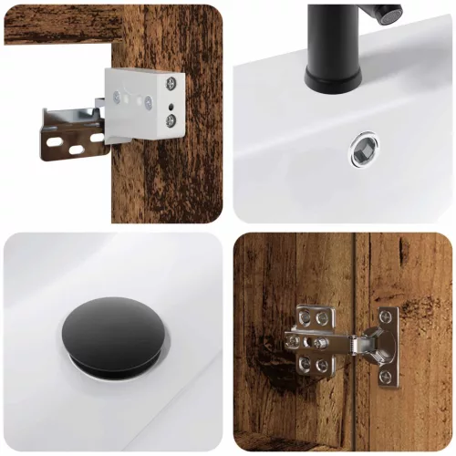  Fürdőszobai mosdószekrény mosdóval Régi fa 61 x 39 x 58 cm