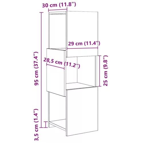  Sarokszekrény Fehér 30,5x30x95cm Faanyag