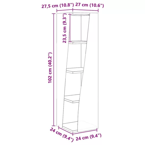  Sarokszekrény Fehér 27,5x27x102cm Faanyag