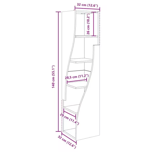  Sarokszekrény Fehér 32x32x140cm Faanyag