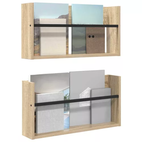  Magazin állvány 2 pcs Sonoma tölgy 60 x 12 x 30 cm Faanyag