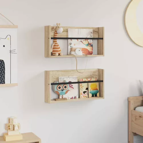  Magazin állvány 2 pcs Sonoma tölgy 60 x 12 x 30 cm Faanyag