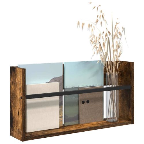  Magazin állvány polcokkal Füstölt tölgy 60 x 12 x 30 cm Faanyag