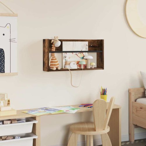  Magazin állvány polcokkal Füstölt tölgy 60 x 12 x 30 cm Faanyag