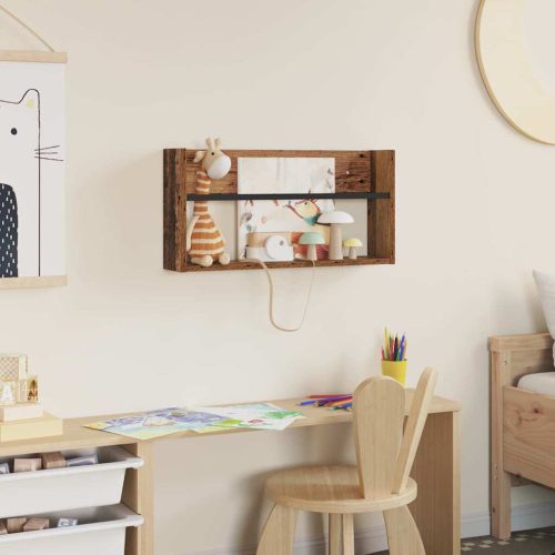  Magazin állvány polcokkal Öreg fa 60 x 12 x 30 cm Faanyag