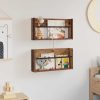  Magazin állvány polcokkal 2 pcs Öreg fa 60 x 12 x 30 cm Faanyag