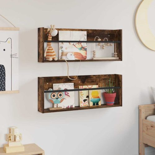  Magazin állvány 2 pcs Füstölt tölgy 80 x 12 x 30 cm Faanyag