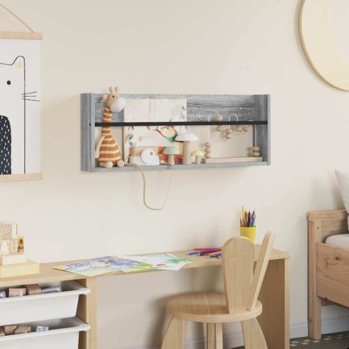  Magazin állvány polcokkal Szürke Sonoma 80 x 12 x 30 cm Faanyag