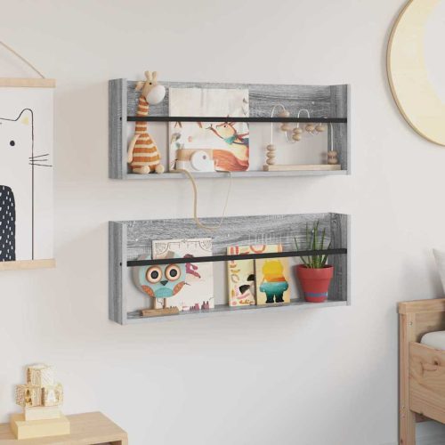  Magazin állvány 2 pcs Szürke Sonoma 80 x 12 x 30 cm Faanyag