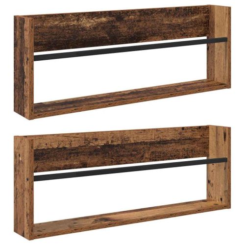  Magazin állvány polcokkal 2 pcs Öreg fa 80 x 12 x 30 cm Faanyag