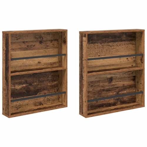  Magazin állvány polcokkal 2 pcs Öreg fa 60 x 12 x 70 cm Faanyag