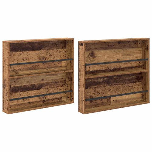  Magazin állvány polcokkal 2 pcs Öreg fa 80 x 12 x 70 cm Faanyag