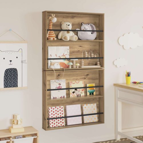  Magazin állvány 2 pcs Artisan tölgy 80 x 12 x 70 cm Faanyag