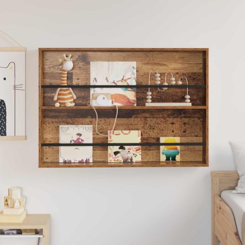  Magazin állvány polcokkal Öreg fa 100 x 12 x 70 cm Faanyag