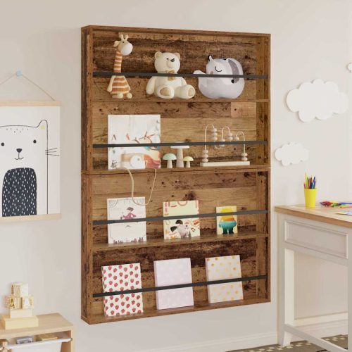  Magazin állvány 2 pcs Öreg fa 100 x 12 x 70 cm Faanyag