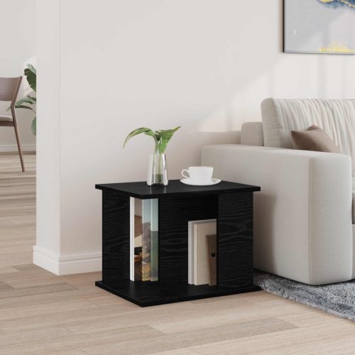  Oldal asztal polcokkal Fekete tölgy 35 x 35 x 45 cm Faanyag