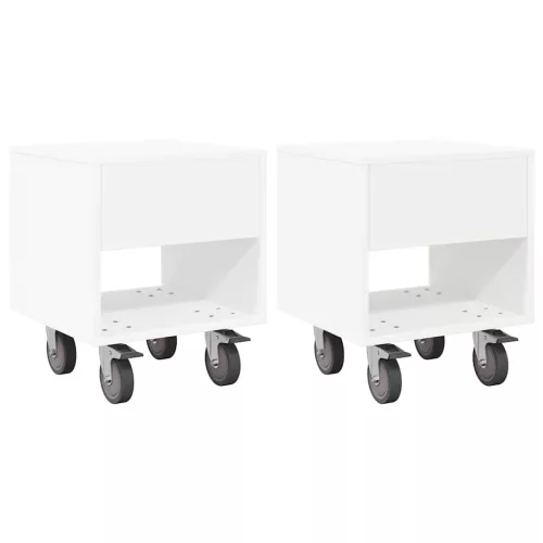  Éjjeli asztal 2 pcs Fehér 40,5 x 40 x 48 cm Faanyag
