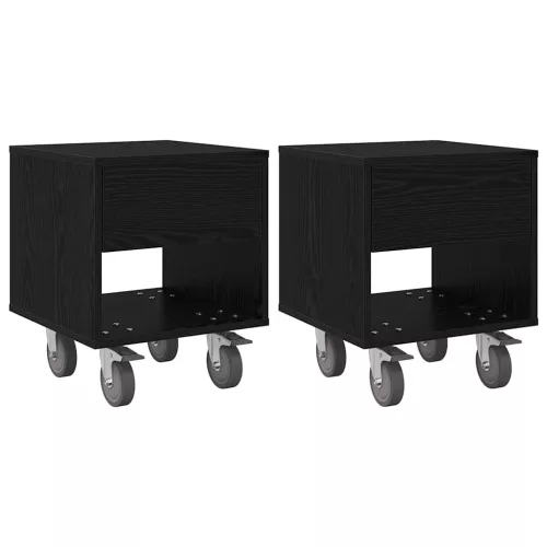  Éjjeli asztal 2 pcs Fekete tölgy 40,5 x 40 x 48 cm Faanyag