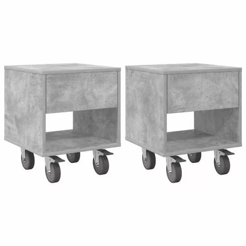  Éjjeli asztal 2 pcs Beton Szürke 40,5 x 40 x 48 cm Faanyag