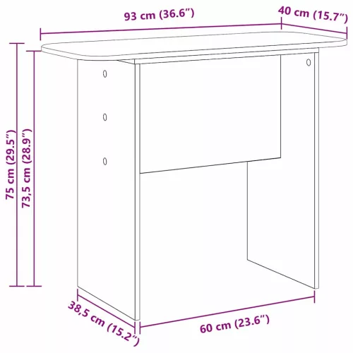  Konzolasztal Beton Szürke 93 x 40 x 75 cm Faanyag