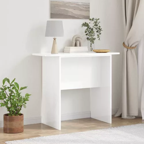  Konzolasztal Magas Fényű Fehér 93 x 40 x 75 cm Faanyag