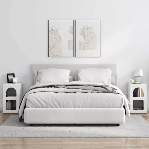  Éjjeli asztal 2 pcs Fehér 29.5 x 35 x 50 cm Faanyag