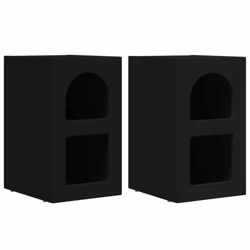  Éjjeli asztal 2 pcs Fekete 29.5 x 35 x 50 cm Faanyag