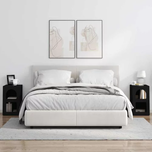  Éjjeli asztal 2 pcs Fekete 29.5 x 35 x 50 cm Faanyag