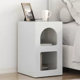    Éjjeli asztal 2 pcs Magas Fényű Fehér 29.5 x 35 x 50 cm Faanyag