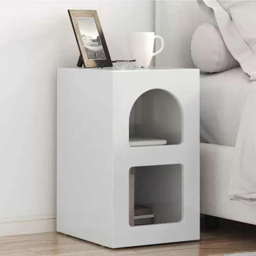  Éjjeli asztal 2 pcs Magas Fényű Fehér 29.5 x 35 x 50 cm Faanyag