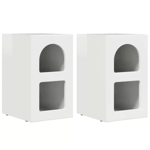  Éjjeli asztal 2 pcs Magas Fényű Fehér 29.5 x 35 x 50 cm Faanyag
