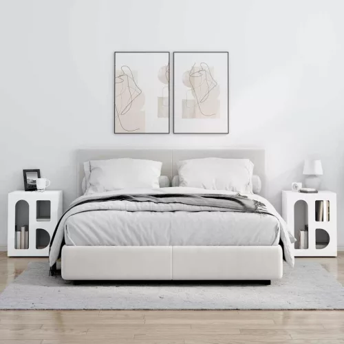 Éjjeli asztal 2 pcs Fehér 40 x 35 x 50 cm Faanyag