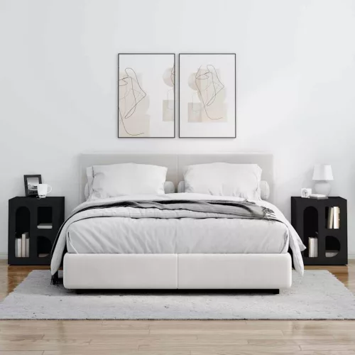  Éjjeli asztal 2 pcs Fekete 40 x 35 x 50 cm Faanyag