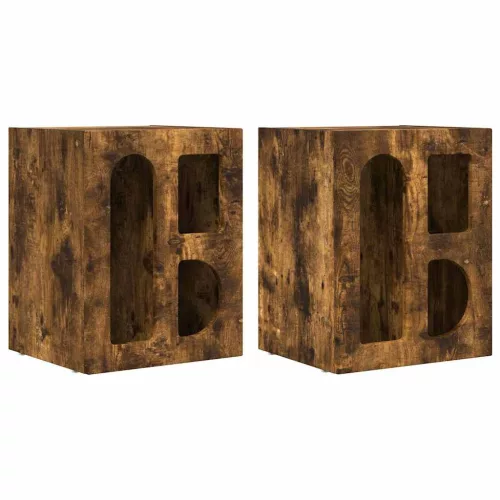  Éjjeli asztal 2 pcs Füstölt tölgy 40 x 35 x 50 cm Faanyag