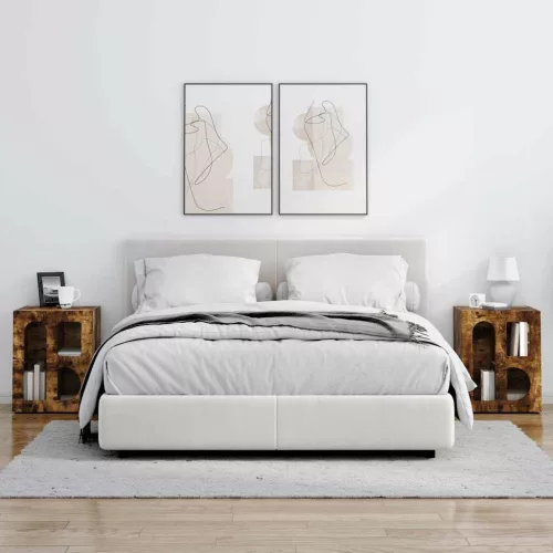  Éjjeli asztal 2 pcs Füstölt tölgy 40 x 35 x 50 cm Faanyag