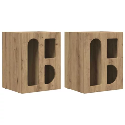  Éjjeli asztal 2 pcs Artisan tölgy 40 x 35 x 50 cm Faanyag