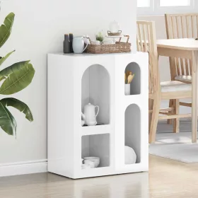  Széf Magas Fényű Fehér 59 x 35 x 80.5 cm Faanyag