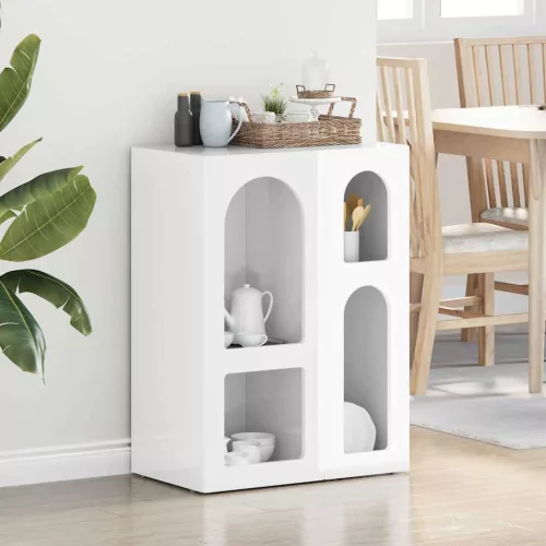  Széf Magas Fényű Fehér 59 x 35 x 80.5 cm Faanyag