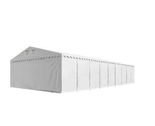 TP Professional 6x18m 2,6m oldalmagas raktársátor PVC 800 ponyvával, fehér