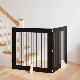    Kutyakerítés állványokkal 2 pcs Fekete Tölgy 100 x 100 cm