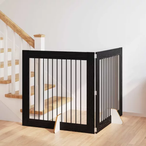  Kutyakerítés állványokkal 2 pcs Fekete Tölgy 100 x 100 cm