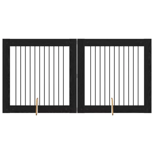  Kutyakerítés állványokkal 2 pcs Fekete Tölgy 100 x 100 cm