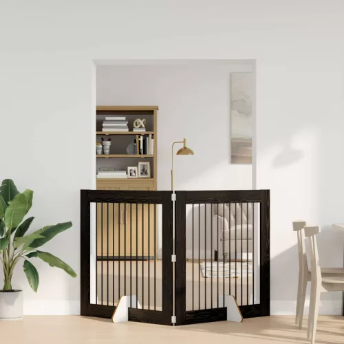  Kutyakerítés állványokkal 2 pcs Fekete Tölgy 100 x 100 cm