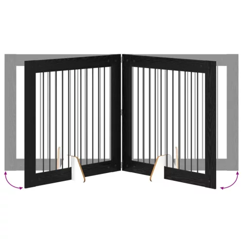 Kutyakerítés állványokkal 2 pcs Fekete Tölgy 100 x 100 cm