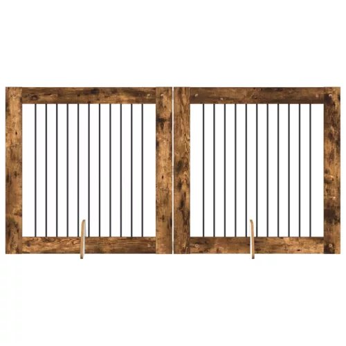  Kutyakerítés állványokkal 2 pcs Füstös Tölgy 100 x 100 cm