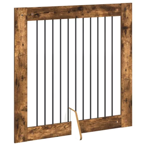  Kutyakerítés állványokkal 2 pcs Füstös Tölgy 100 x 100 cm