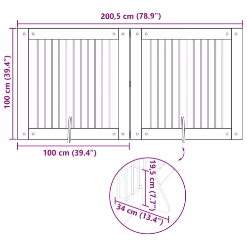  Kutyakerítés állványokkal 2 pcs Füstös Tölgy 100 x 100 cm