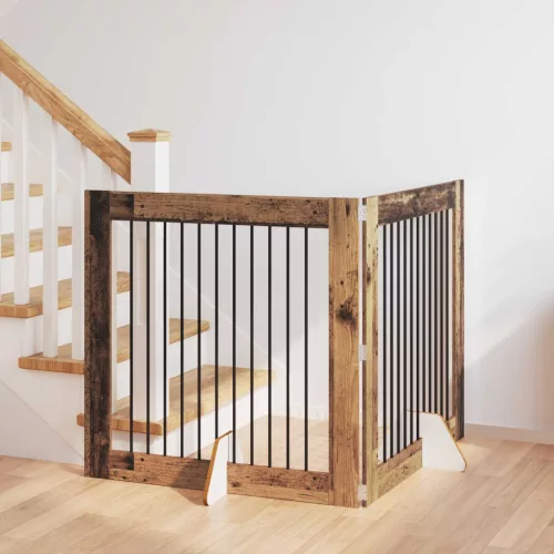  Kutyakerítés állványokkal 2 pcs Antik Fa 100 x 100 cm